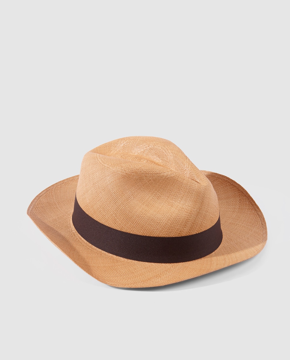 Imagem 0 de Chapéu Panamá clássico fino bege com fita bege