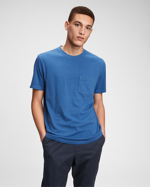 Camiseta de hombre en algodón orgánico azul de manga corta · GAP · El Corte  Inglés