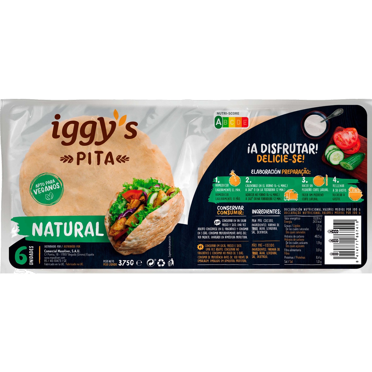 Pão Pita Natural embalagem 375 g