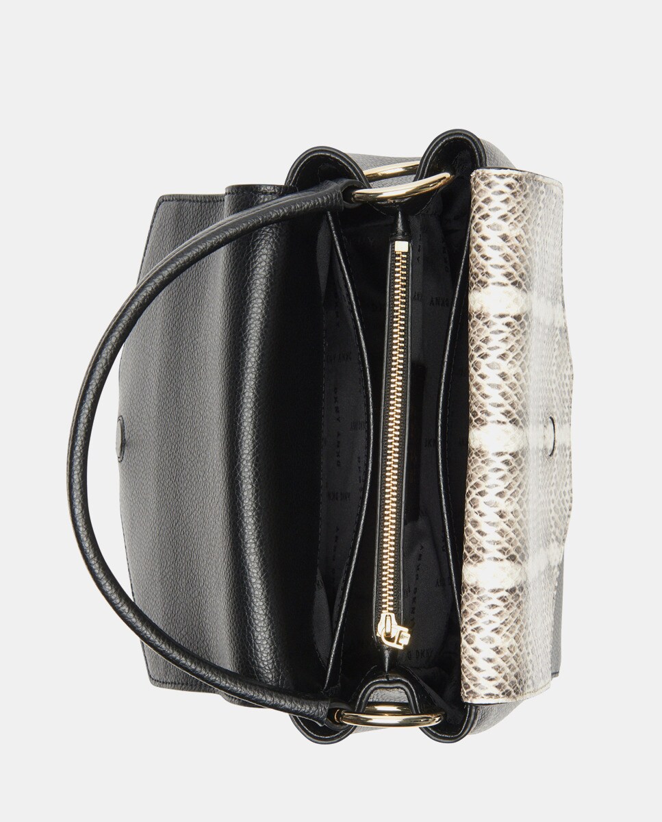 Bolso de mano DKNY de piel vacuna en negro con detalle animal print · DKNY · El Corte Inglés Bolso de mano DKNY de piel vacuna en negro con detalle animal print · DKNY · El Corte Inglés