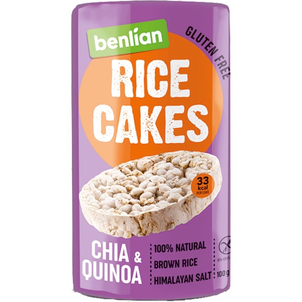 Tortas de Arroz com Chia e Quinoa sem Glúten embalagem 100 g