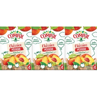 Néctar Pêssego Clássico Pack 3 embalagem 200 ml cl - Compal