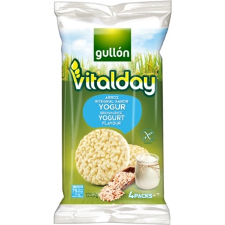 Tortitas de Arroz Integral Vitalday com Sabor a Iogurte sem Glúten Pack 4 embalagem 125 g - Gullón
