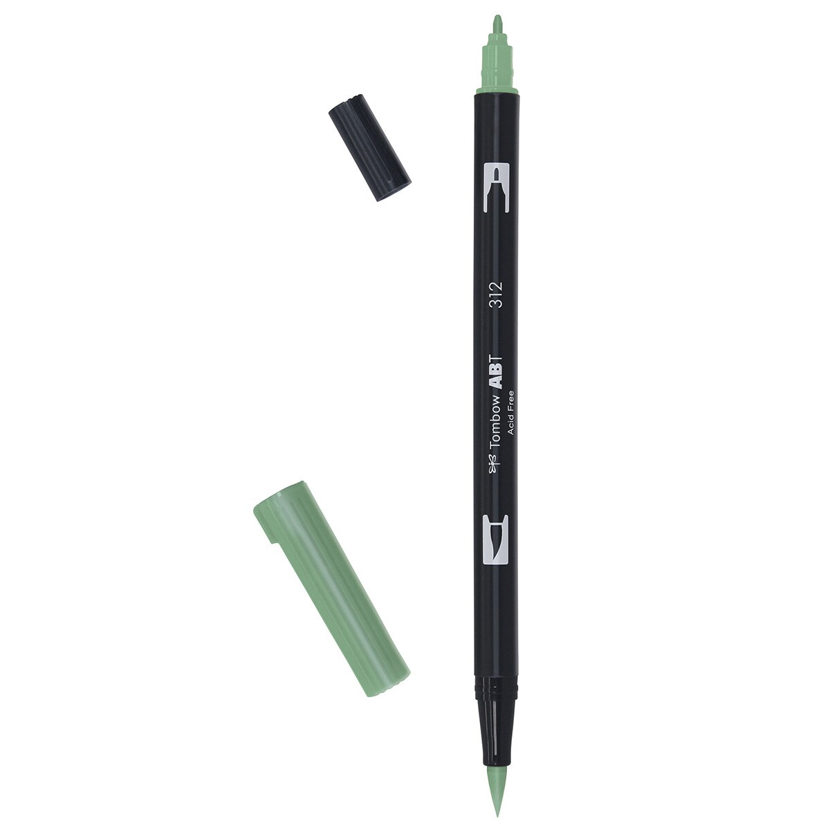 Marcador Dual Brush ABT de ponta dupla aguarelável Holly Green 312 Verde-1