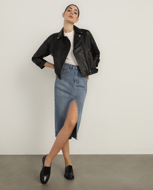 Cazadora biker de mujer oversize piel · Fórmula Joven · El Corte Inglés
