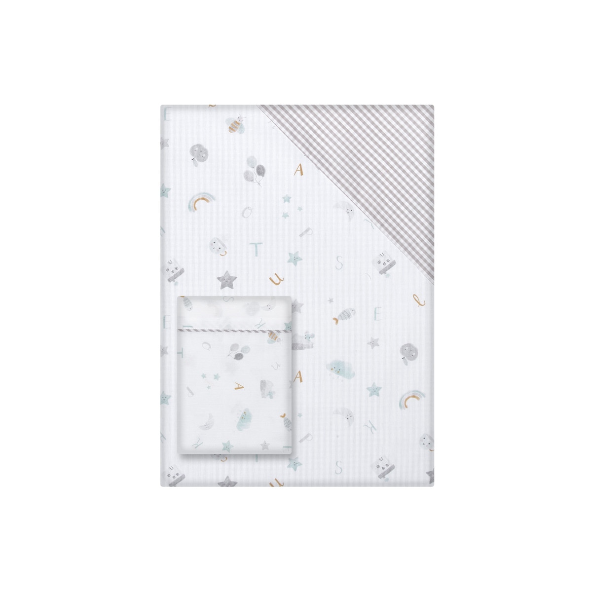 Funda Nórdica reversible Cotton Juice Baby Home Abecedario gris (disponible en varias medidas) Gris-1