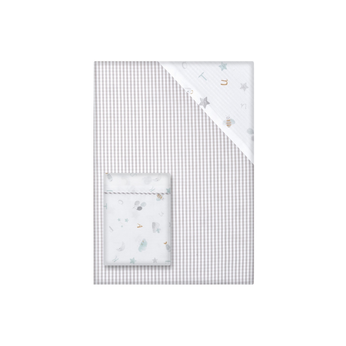 Funda Nórdica reversible Cotton Juice Baby Home Abecedario gris (disponible en varias medidas) Gris-2
