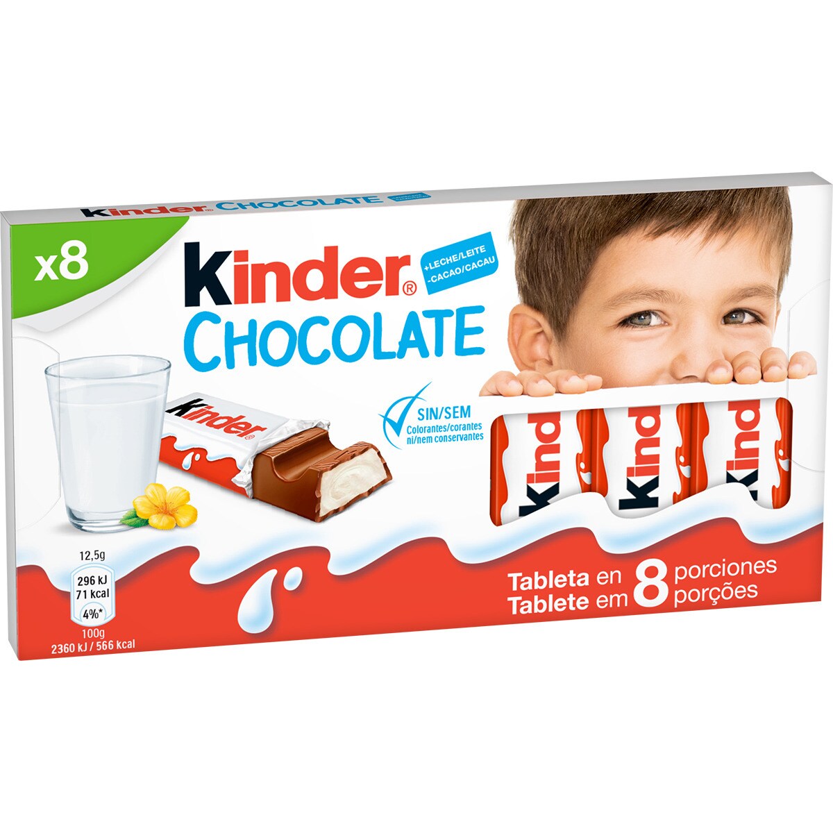 barritas de chocolate con leche estuche 8 unidades