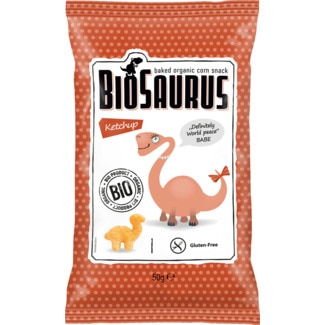 Snack de Ketchup Vegan sem Glúten Biológico embalagem 50 g - Biosaurus