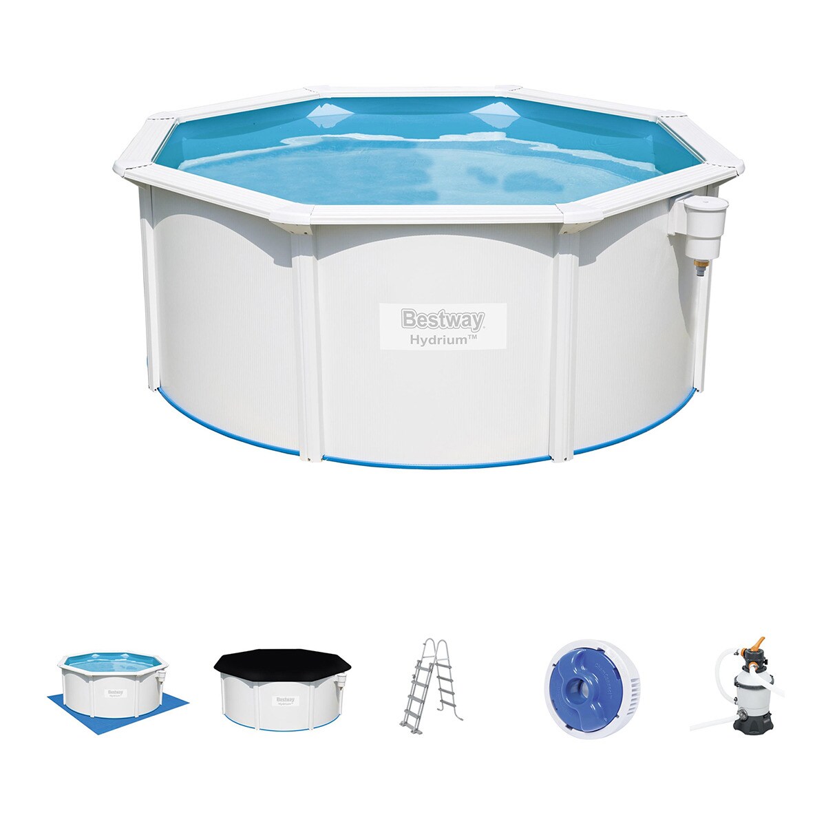 Piscina chapa de acero reforzada Hydrium Ø 300 x 120 cm Blanco-7