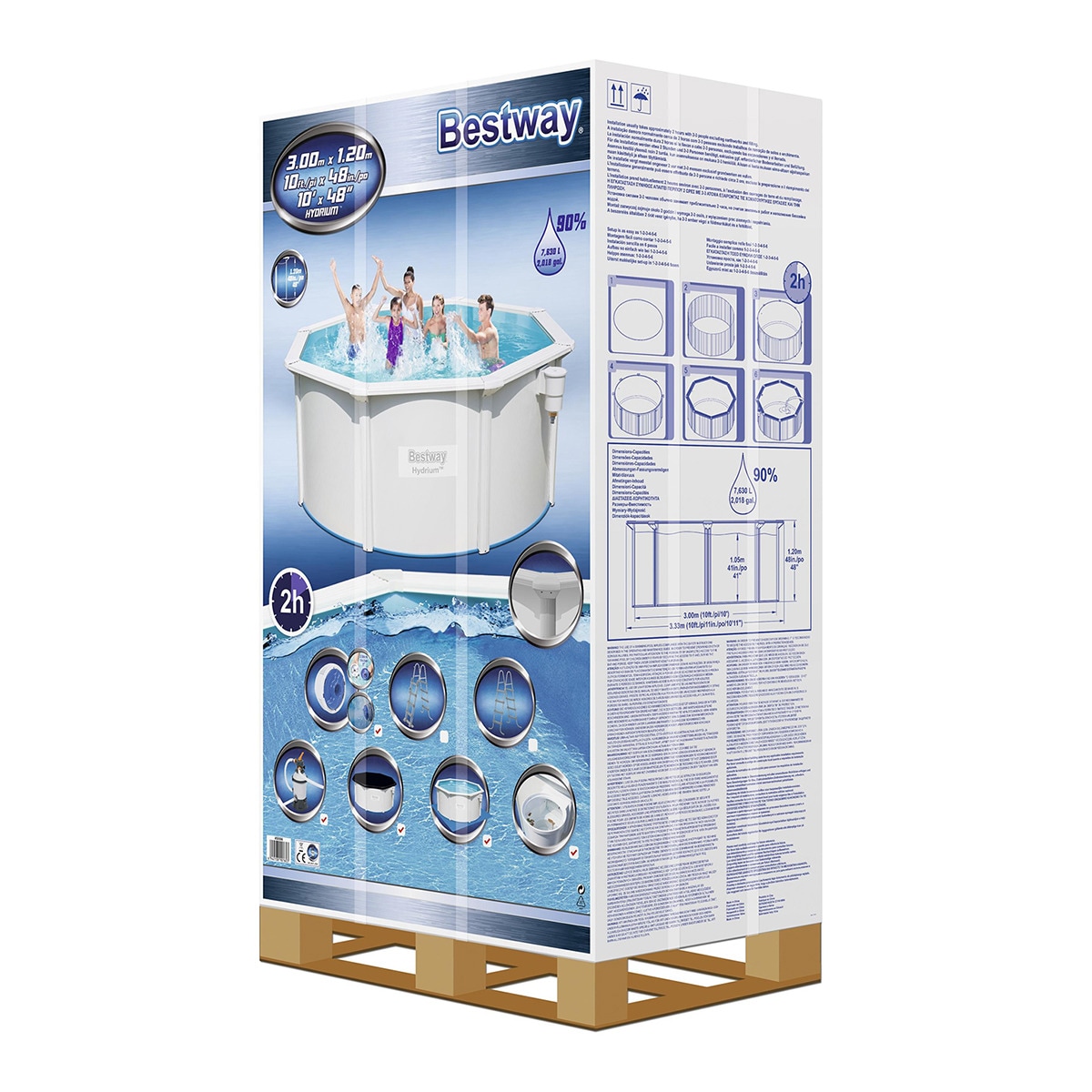 Piscina chapa de acero reforzada Hydrium Ø 300 x 120 cm Blanco-9