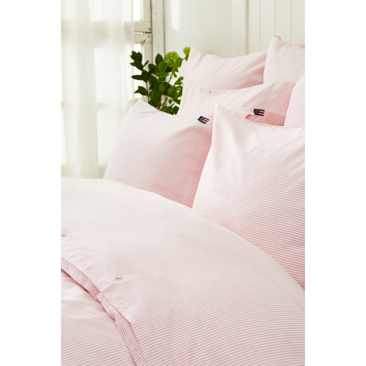 Capa de almofada de algodão Básico Riscas Rosa-4