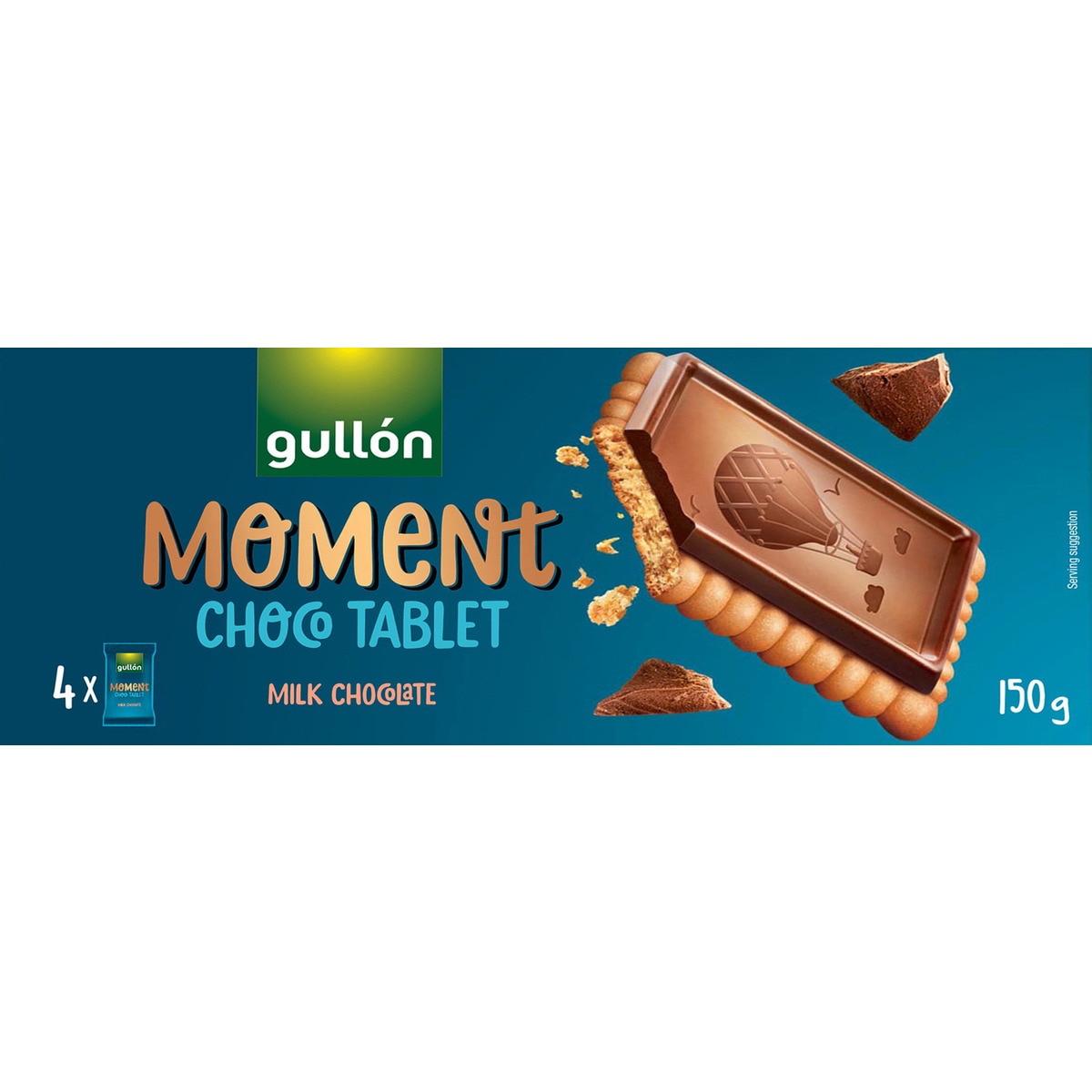 Bolachas Moment Choco Tablet Cobertas com Chocolate de Leite Pack 4 embalagem 150 g