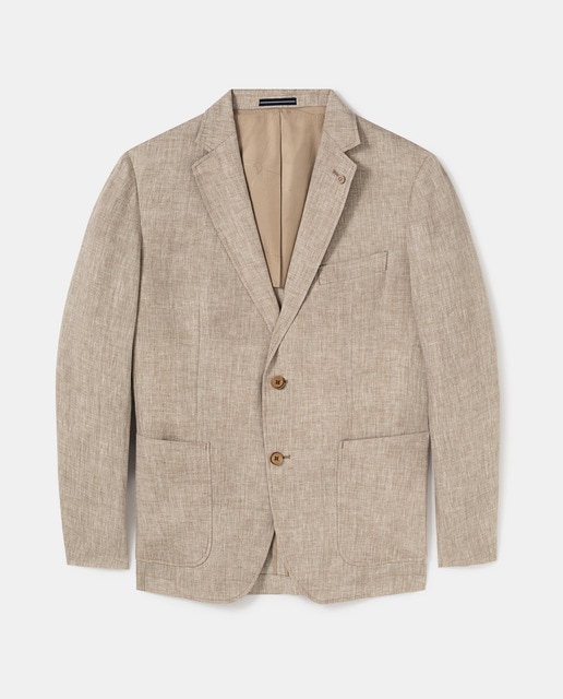 Americana de lino de hombre regular lisa marrón · Dustin · El Corte Inglés