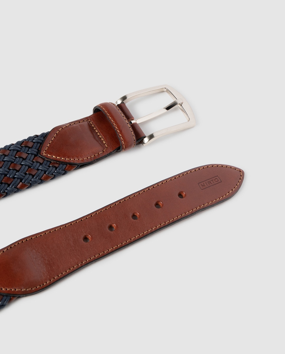 Cinto entrançado bicolor azul-marinho. Fabricado em Espanha. Azul-marinho-2