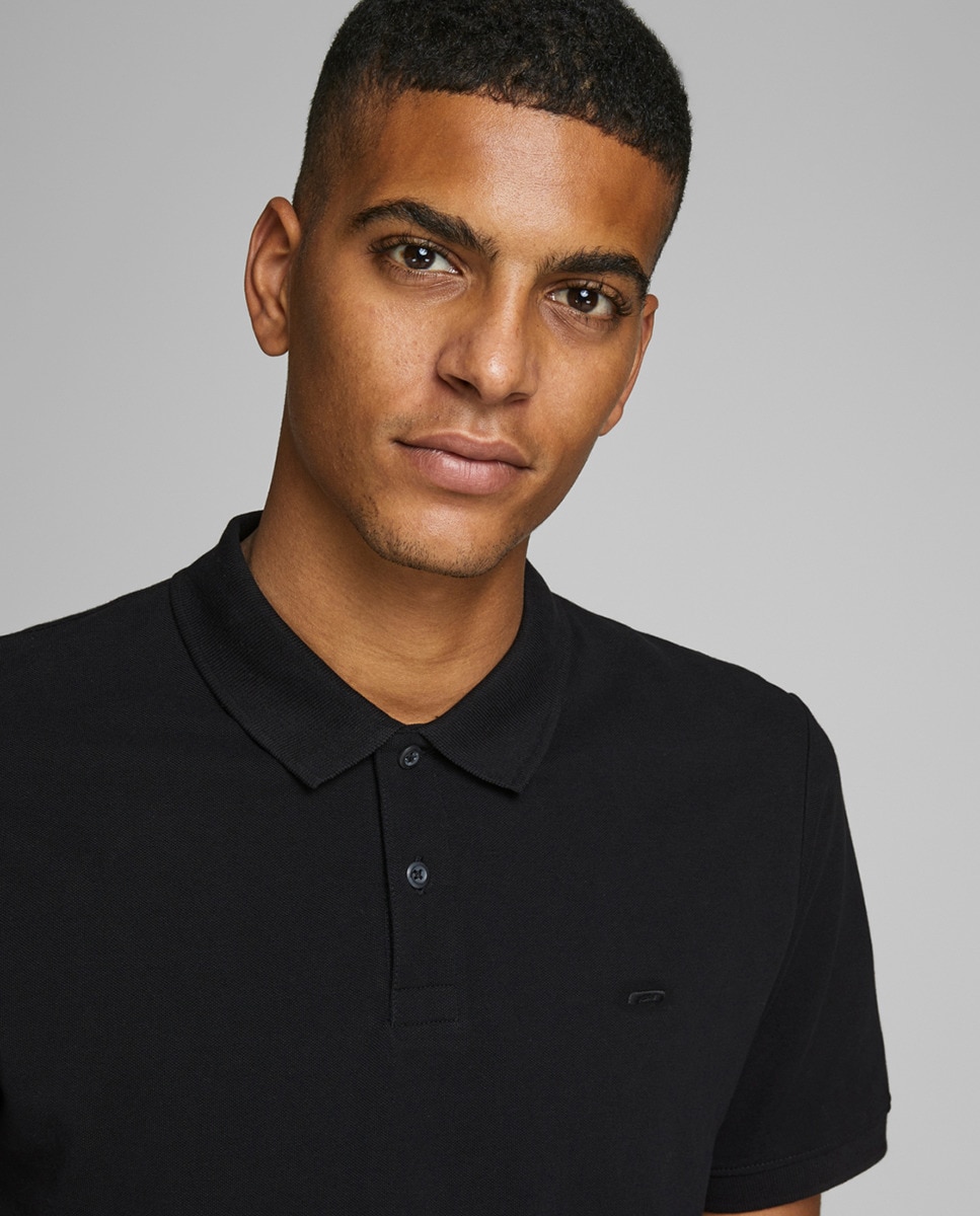 Polo Slim de Manga Curta - Preto Preto-5