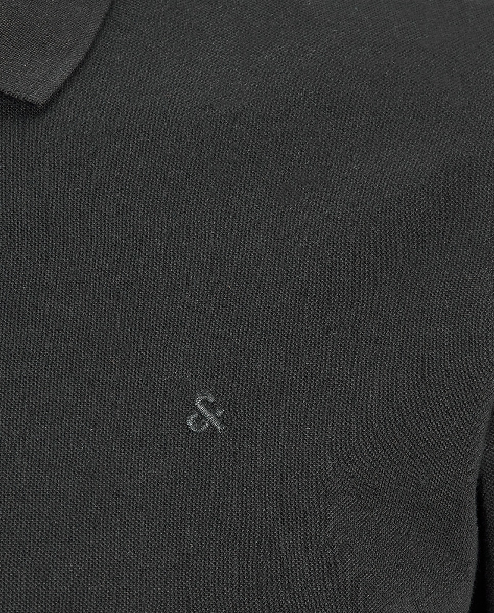 Polo Slim de Manga Curta - Preto Preto-3