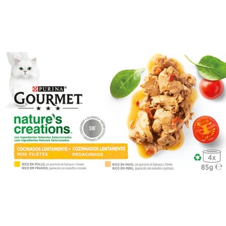 Comida Húmida para Gato Mini Filetes de Frango e Peru Pack 4 unidades 4x85g embalagem 85 g - Purina Gourmet Nature´s Creations