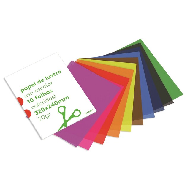 Imagem 0 de Papel de Lustro Colorido 10 Folhas