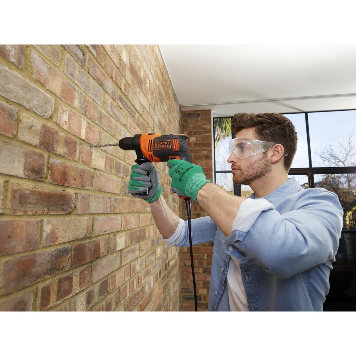 Taladro Percutor Eléctrico con cable a red 710 W BEH710K-QS + Accesorios + Maletín Naranja / Negro-7