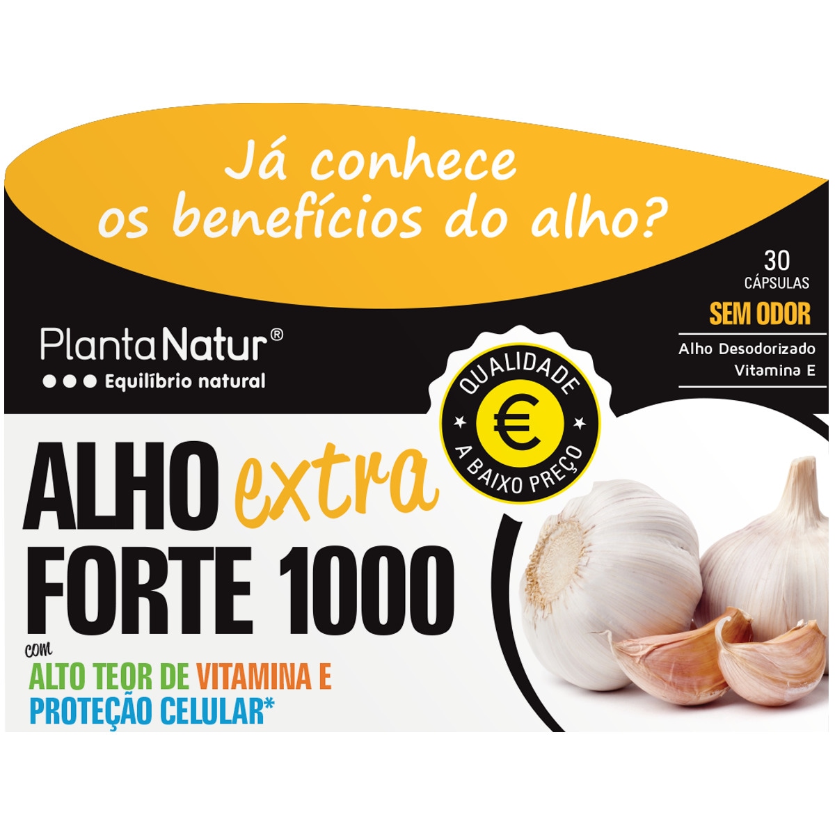 Alho Extra Forte 1000 sem Odor embalagem 30 cápsulas