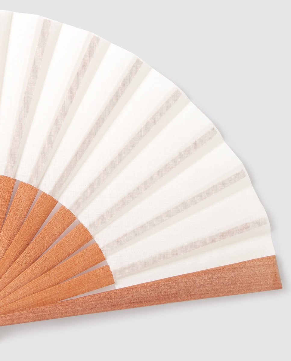 Leque de madeira creme Creme-3