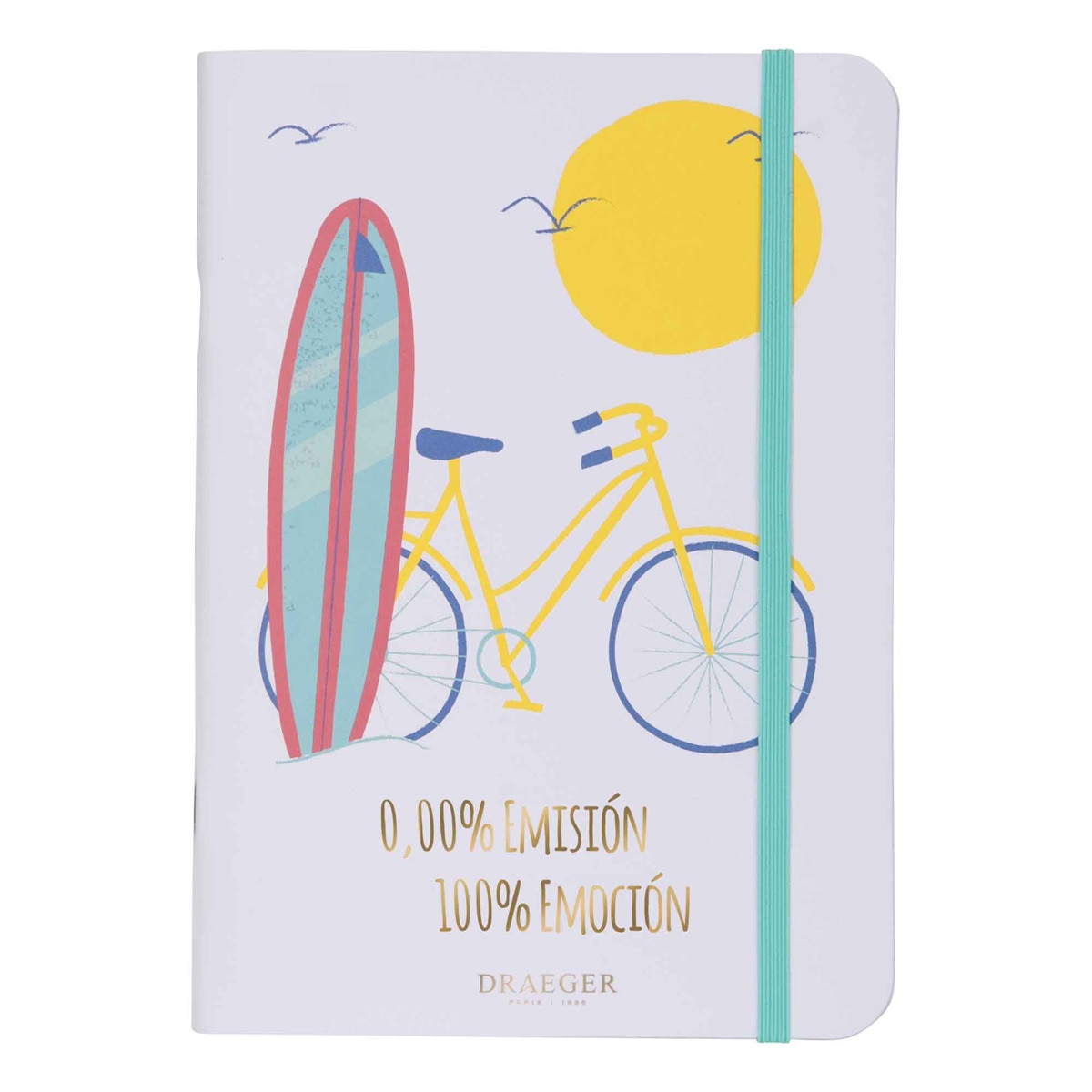 Bloco A5 Imagem Prancha de Surf e Bicicleta branco Branco-1