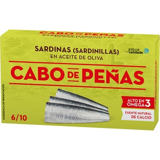 sardinillas en aceite de oliva 6-10 piezas lata 60 g neto escurrido - Cabo De Peñas