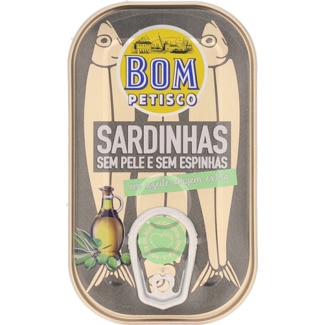 Sardinhas sem Pele e sem Espinhas em Azeite lata 120 g - Bom Petisco