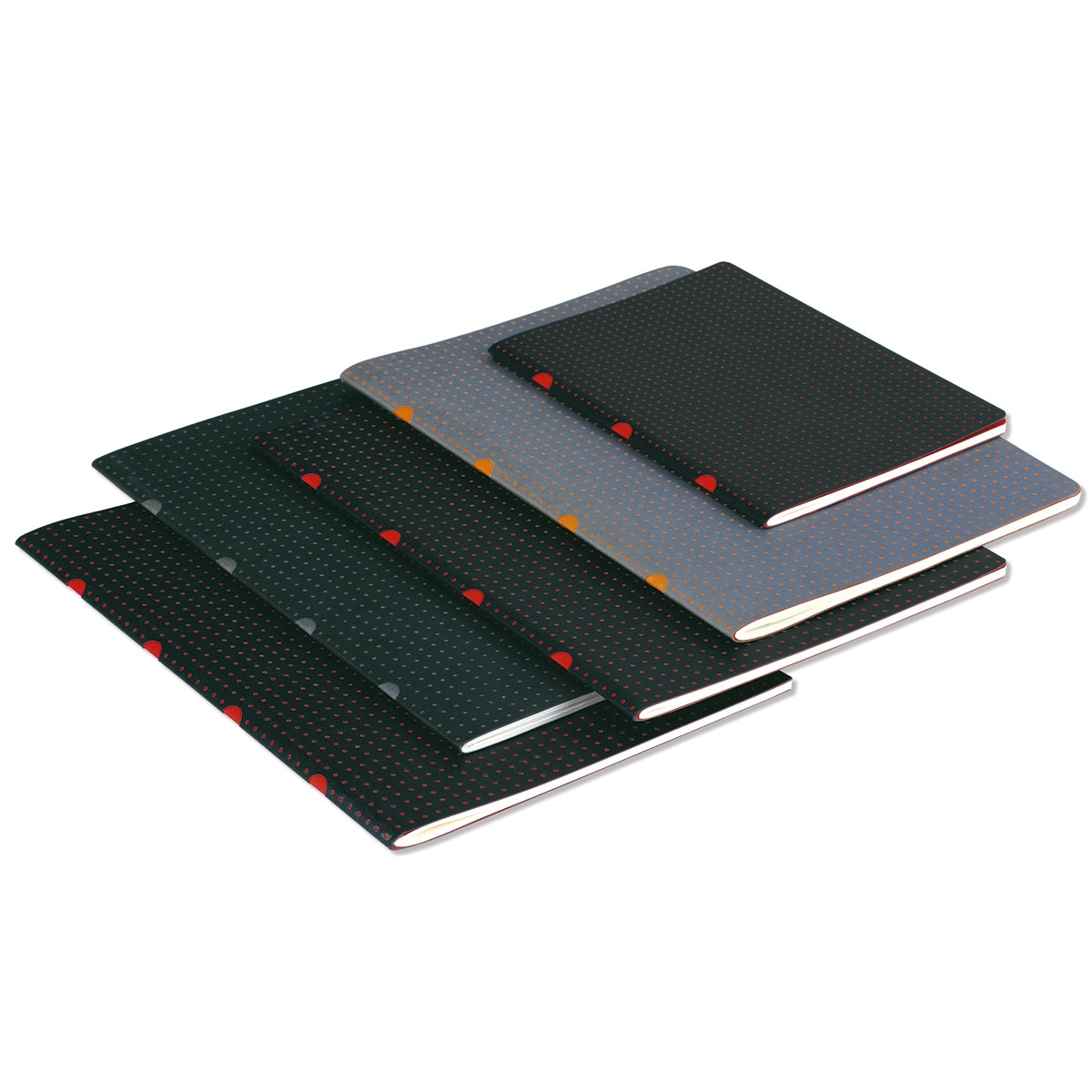 Bloco liso B7 Cahier Círculo preto sobre vermelho / cinzento sobre laranja 2