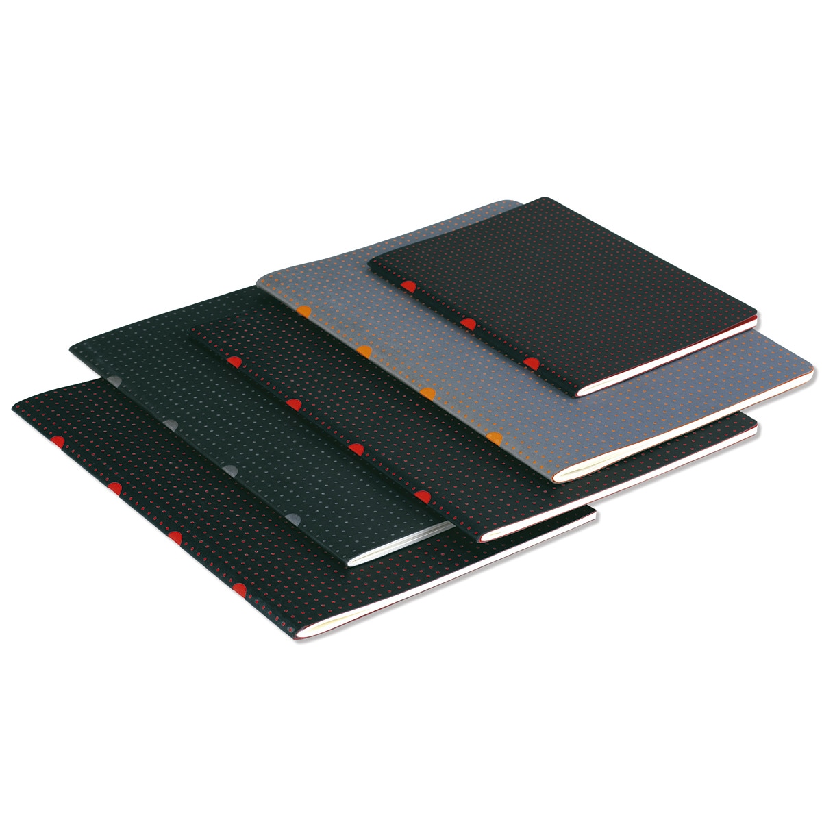 Pack de 2 blocos lisos A5 Cahier Círculo preto sobre vermelho Preto / Vermelho-2