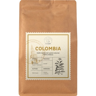café molido de tueste natural 100% Arábica origen Colombia paquete 250 g - Club Del Gourmet