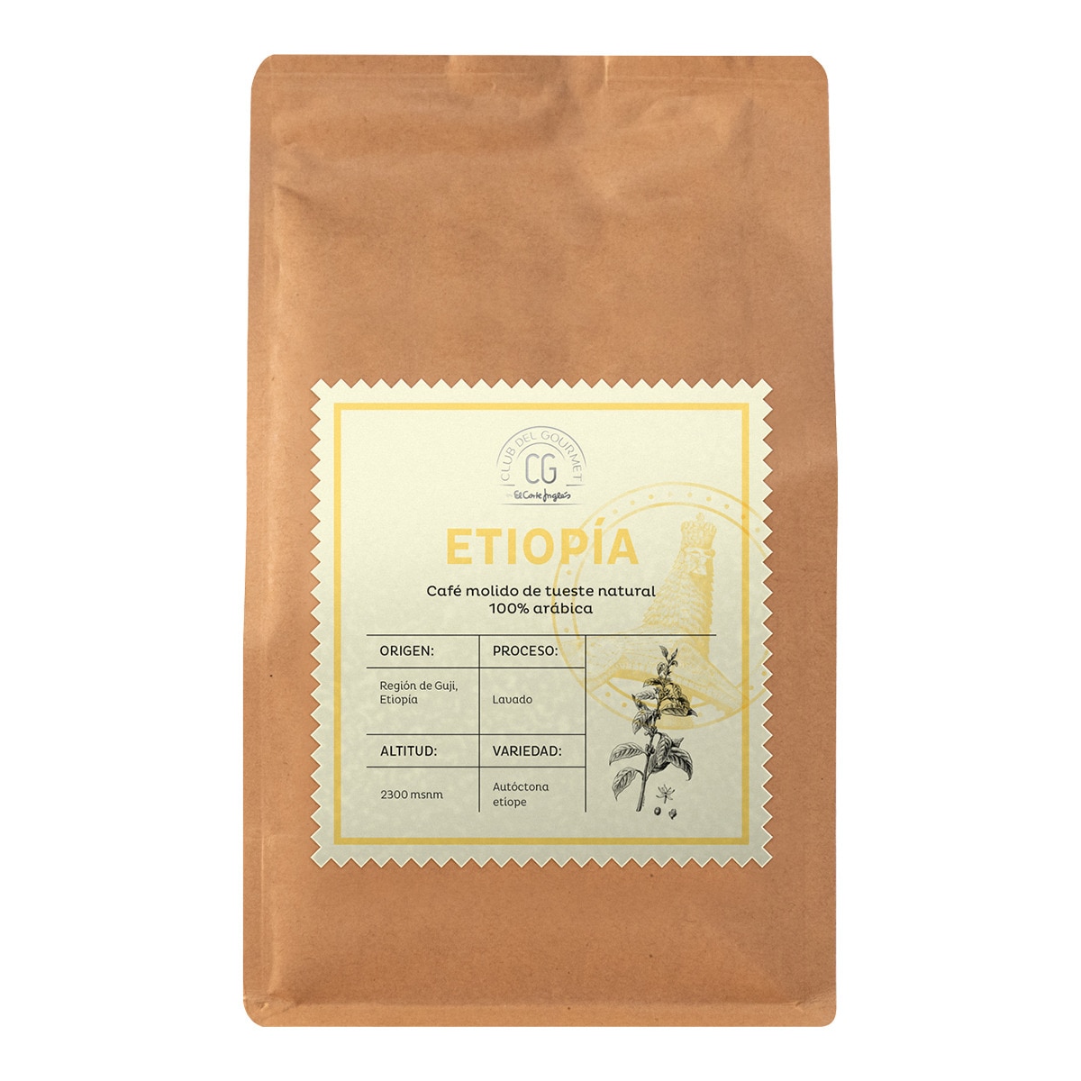 Café moulu torréfaction naturelle  % arabica, origine Éthiopie,