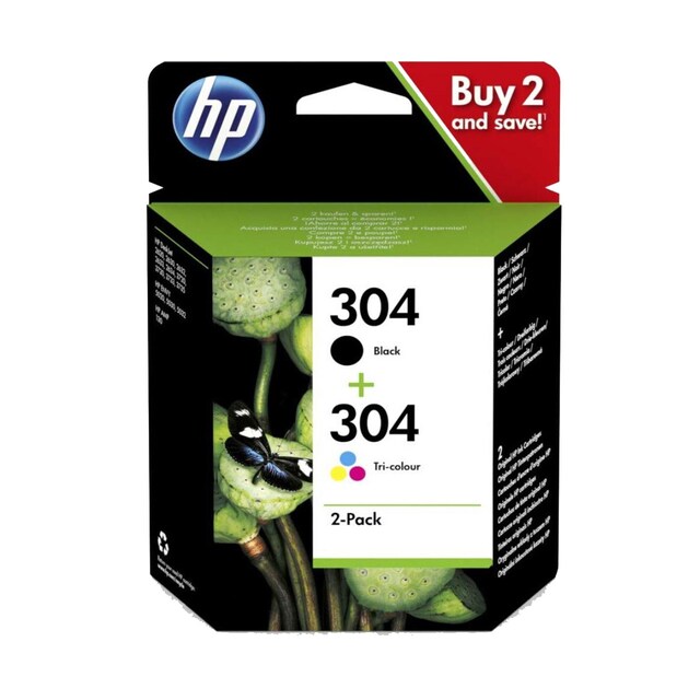 Imagen 0 de Pack ahorro original HP 304 Negro / Tricolor (3JB05AE) Sin blister