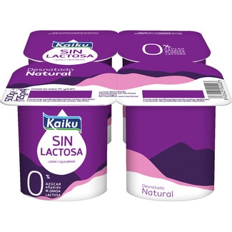 sin lactosa natural desnatado 0% m.g. 0% azúcar añadido pack 4 unidades 125 g - Kaiku