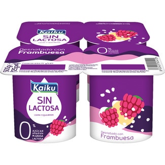 frambruesa desnatado 0% m.g. 0% azúcar añadido sin gluten sin lactosa pack 4 unidades 125 g - Kaiku