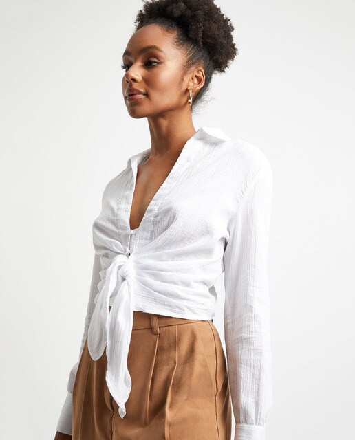 Blusa de mujer con escote pico y nudo · Kookai · El Corte Inglés