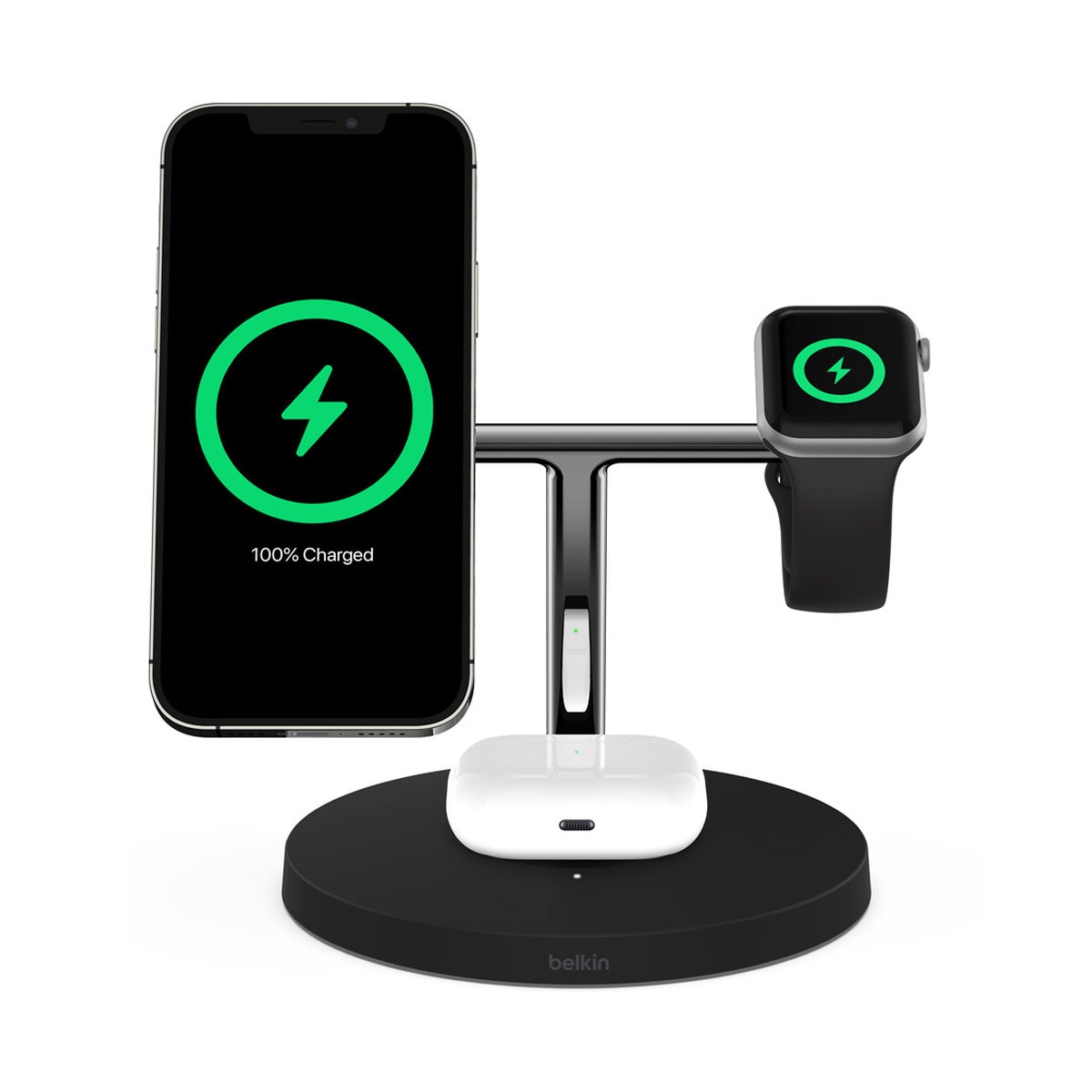 Cargador inalámbrico Belkin 3 en 1 con MagSafe Negro Negro-3