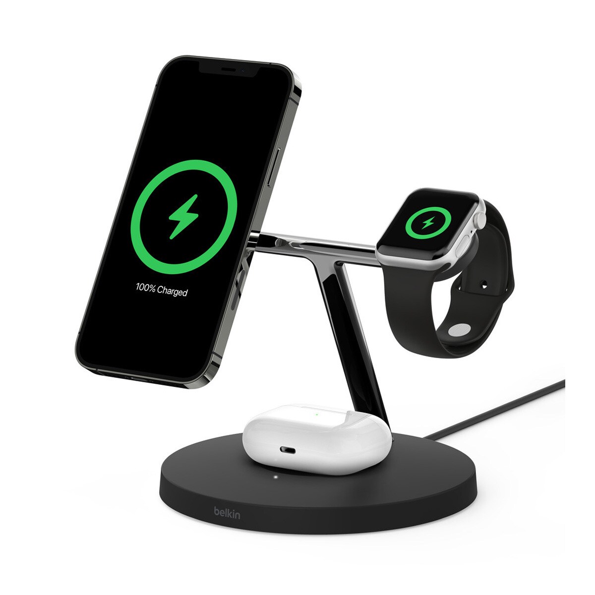 Cargador inalámbrico Belkin 3 en 1 con MagSafe Negro Negro-2