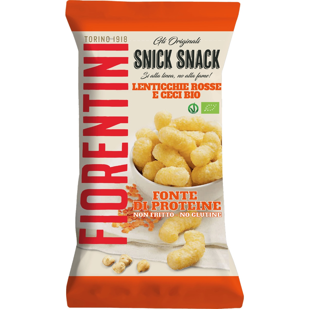 Snack de Lentilhas Vermelhas sem Glúten Biológico embalagem 45 g