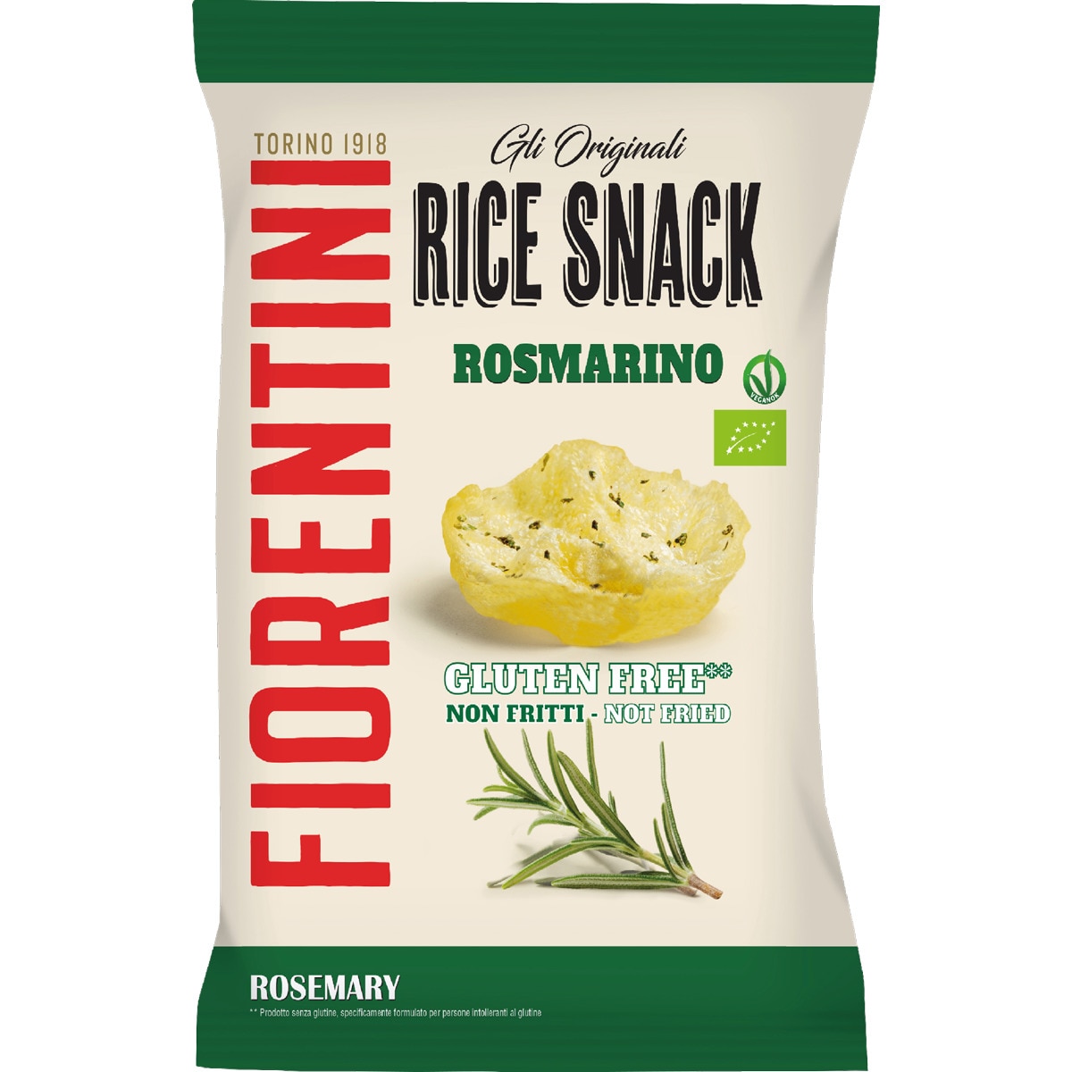 Snack de Arroz e Alecrim sem Glúten Biológico embalagem 40 g