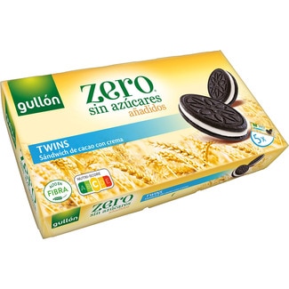 galletas Twins sandwich de cacao con crema sin azúcares añadidos paquete 210 g - Gullon Zero