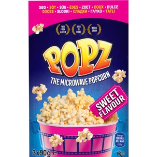 Pipocas para Microondas Doces Pack 3 unidades embalagem 270 g - Popz