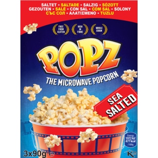 Pipocas para Microondas com Sal Pack 3 unidades embalagem 270 g - Popz
