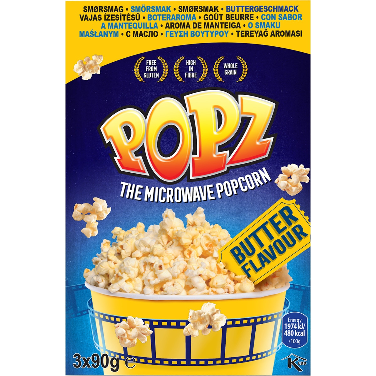 Pipocas para Microondas com Sabor a Manteiga Pack 3 unidades embalagem 270 g