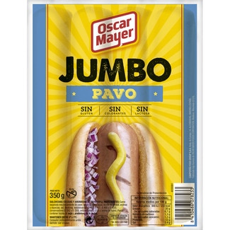 Jumbo salchichas cocidas y ahumadas de pavo y pollo sin gluten envase 350 g - Oscar Mayer