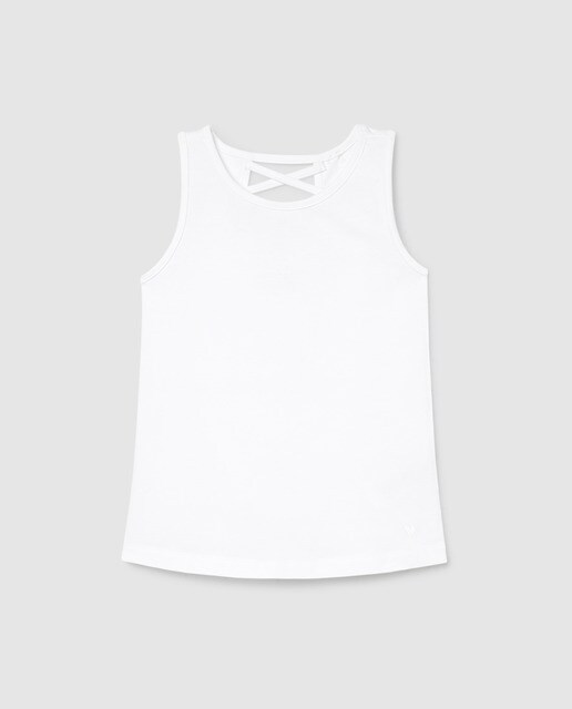 Camiseta de niña lisa blanca cruzada en