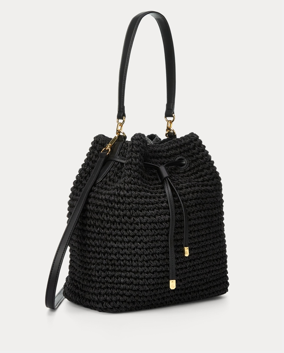 Bolso saco Lauren Ralph Lauren Debby de rafia de papel en negro