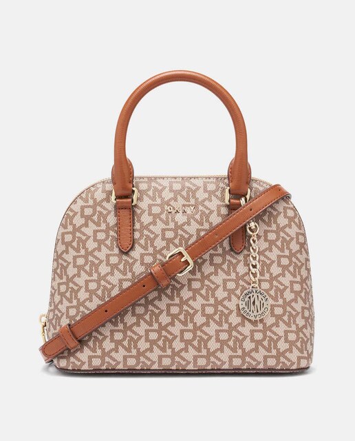 Bolso de mano DKNY en beige con estampado de logos · DKNY · El Corte Inglés