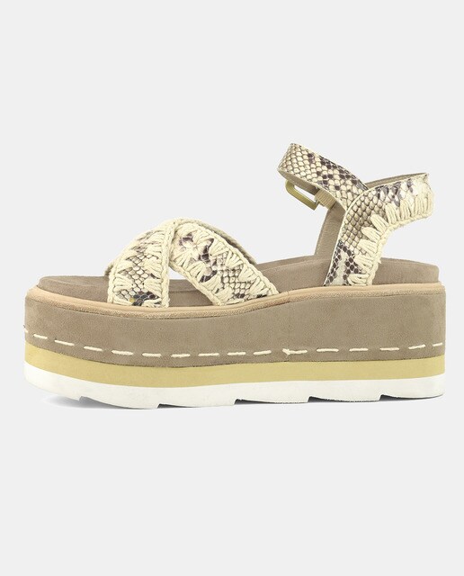 Sandalias de plataforma de mujer Mou en cuero con print serpiente · Mou ·  El Corte Inglés